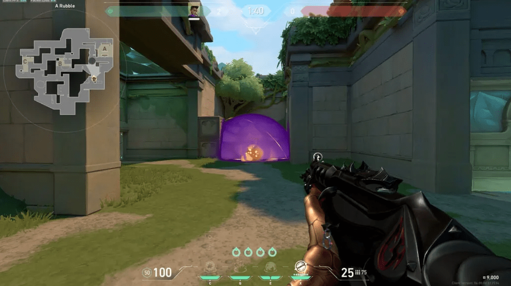 A tactical FPS team executing a coordinated site push through smokes